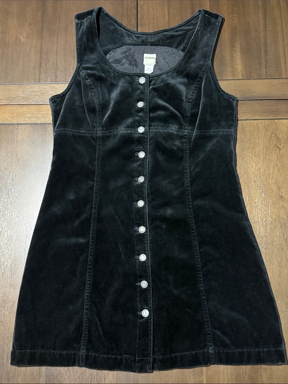 GAP Vintage 90’s Black Velvet Button-Front Sleeveless Mini Dress